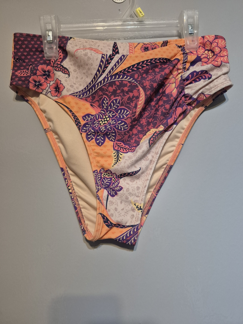 Source Unknown Floral Print Bikini Bottom in Purple and Orange